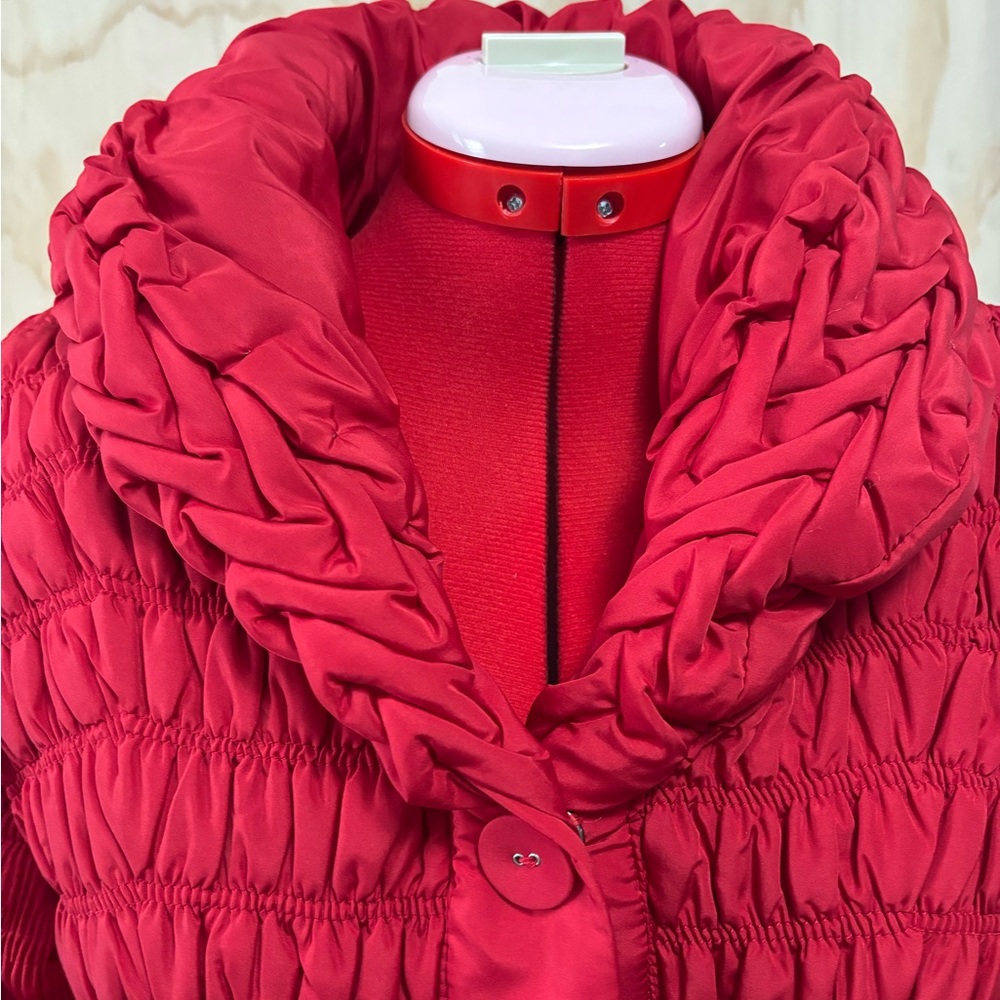 Chic Red Women's Trench Coat - Picture 5 of 8